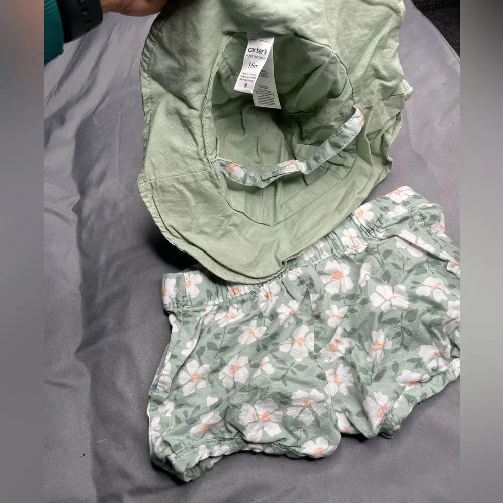Carter's Green Floral Baby Dress Set